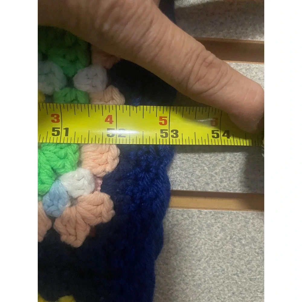 VTG Handmade Crochet Granny Square Afghan Blanket Rosanne Pastel Patchwork 44x54